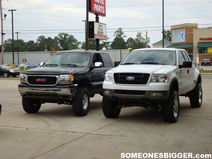 GMC automobile - Ford lifted F-150 trucks with lifted GMC truck